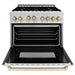 ZLINE 36" Autograph Dual Fuel Range, DuraSnow, Gold, RASZ - SN - 36 - G - Farmhouse Kitchen and Bath
