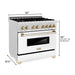 ZLINE 36" Autograph Dual Fuel Range, DuraSnow, White door, RASZ - WM - 36 - CB - Farmhouse Kitchen and Bath