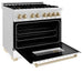ZLINE 36" Autograph Dual Fuel Range, DuraSnow, White door, RASZ - WM - 36 - CB - Farmhouse Kitchen and Bath