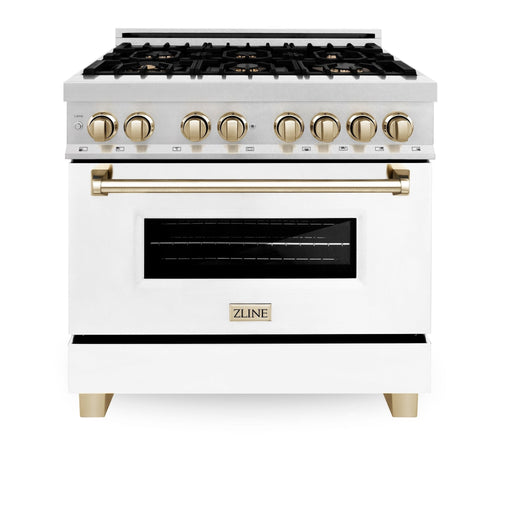 ZLINE 36" Autograph Dual Fuel Range, DuraSnow, White door, RASZ - WM - 36 - CB - Farmhouse Kitchen and Bath