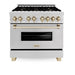 ZLINE 36" Autograph Dual Fuel Range, DuraSnow,Champagne, RASZ - SN - 36 - CB - Farmhouse Kitchen and Bath