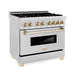 ZLINE 36" Autograph Dual Fuel Range, DuraSnow,Champagne, RASZ - SN - 36 - CB - Farmhouse Kitchen and Bath