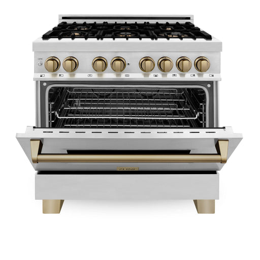 ZLINE 36" Autograph Dual Fuel Range, Stainless Steel, RAZ - 36 - CB - Farmhouse Kitchen and Bath