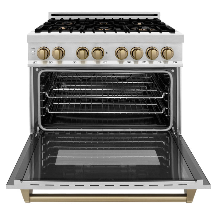 ZLINE 36" Autograph Dual Fuel Range, Stainless Steel, RAZ - 36 - CB - Farmhouse Kitchen and Bath