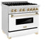 ZLINE 36" Autograph Dual Fuel Range, White, Champaign Accents, RAZ - WM - 36 - CB - Farmhouse Kitchen and Bath