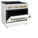 ZLINE 36" Autograph Dual Fuel Range, White, Champaign Accents, RAZ - WM - 36 - CB - Farmhouse Kitchen and Bath