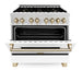 ZLINE 36" Autograph Dual Fuel Range, White, Champaign Accents, RAZ - WM - 36 - CB - Farmhouse Kitchen and Bath