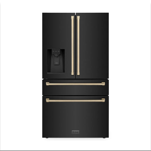 ZLINE 36" Autograph French Door Refrigerator with Water and Ice Dispenser in Black Stainless Steel RFMZ - W - 36 - BS - CB - Farmhouse Kitchen and Bath