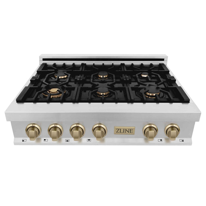 ZLINE 36" Autograph Rangetop Stainless, Bronze Accents, RTZ - 36 - CB - Farmhouse Kitchen and Bath