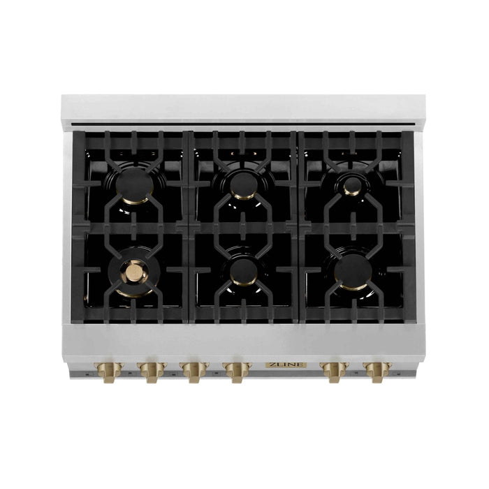 ZLINE 36" Autograph Rangetop Stainless, Bronze Accents, RTZ - 36 - CB - Farmhouse Kitchen and Bath