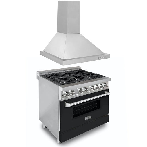 ZLINE 36" Bundle Range RA - BLM - 36 & Wall Range Hood KB - 36, 2KP - RABLMRH36 - Farmhouse Kitchen and Bath