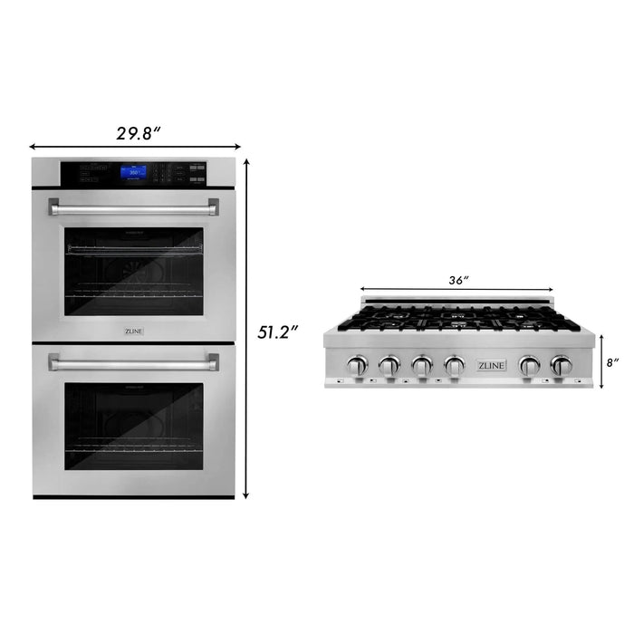 ZLINE 36" Bundle Range Top RT36 & Wall Oven AWD - 30, 2KP - RTAWD36 - Farmhouse Kitchen and Bath