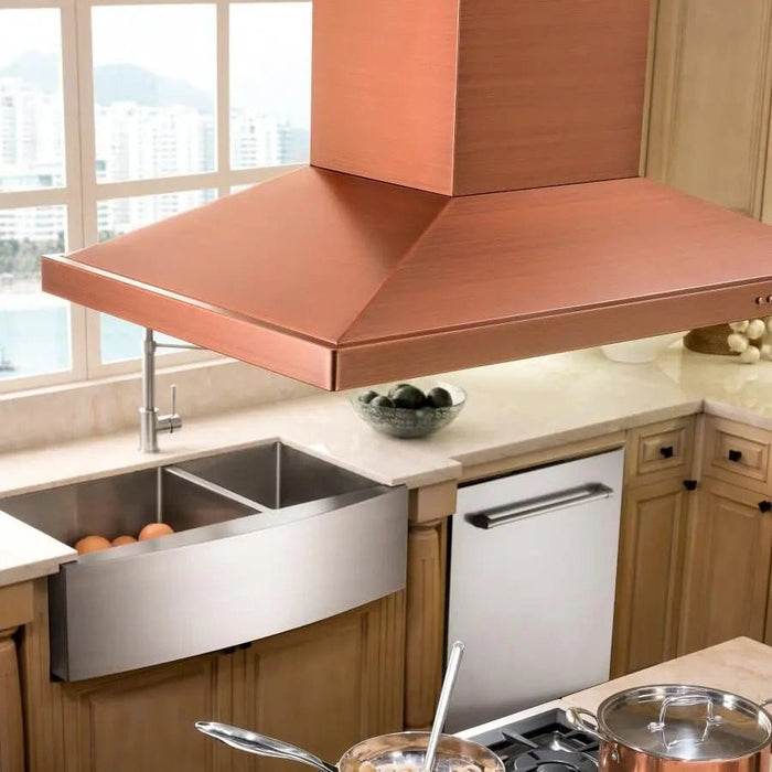 ZLINE 36" Copper Island Range Hood 8KL3iC - 36 - Farmhouse Kitchen and Bath