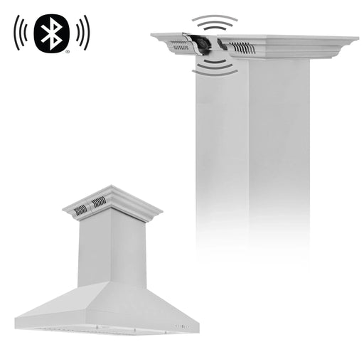 ZLINE 36" CrownSound‚ Ducted Vent Island Mount Range Hood in Stainless Steel, Built - in Bluetooth Speakers, KL3iCRN - BT - 36 - Farmhouse Kitchen and Bath
