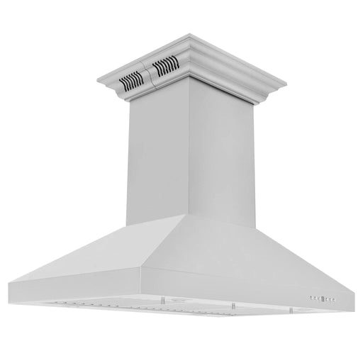 ZLINE 36" CrownSound‚ Ducted Vent Island Mount Range Hood in Stainless Steel, Built - in Bluetooth Speakers, KL3iCRN - BT - 36 - Farmhouse Kitchen and Bath