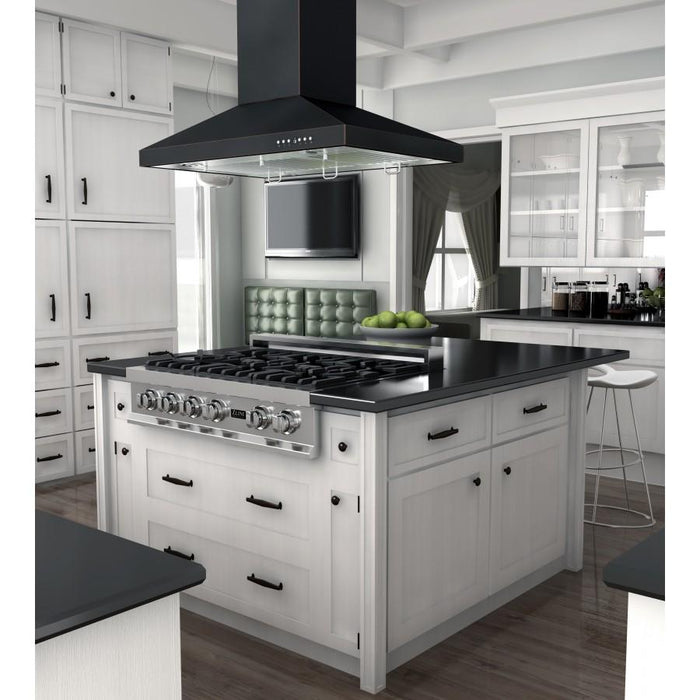 ZLINE 36" Designer Series Oil - Rubbed Bronze Island Range Hood, 8KL3iB - 36 - Farmhouse Kitchen and Bath