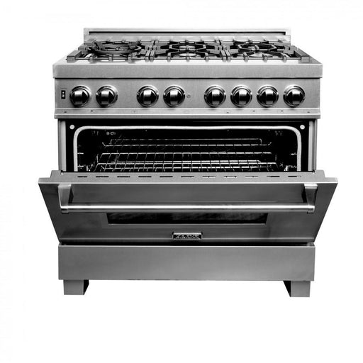 ZLINE 36" Dual Fuel Range, Snow Stainless, Snow Stainless Door, RAS - SN - 36 - Farmhouse Kitchen and Bath