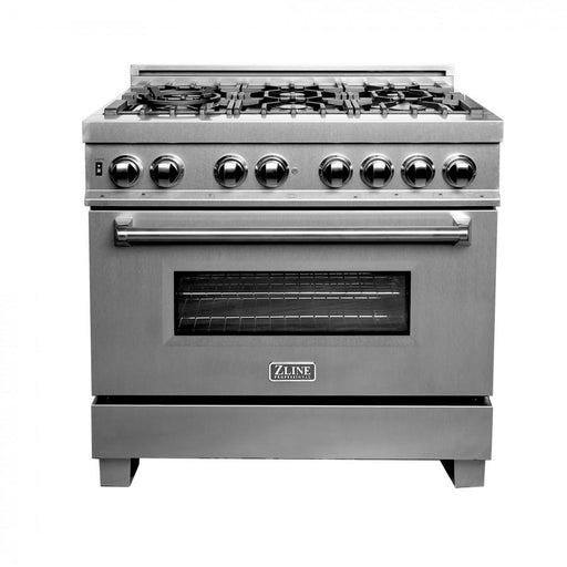 ZLINE 36" Dual Fuel Range, Snow Stainless, Snow Stainless Door, RAS - SN - 36 - Farmhouse Kitchen and Bath