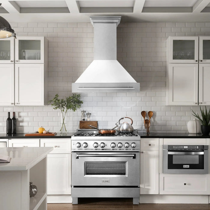ZLINE 36" DuraSnow® Stainless Steel Range Hood 8654SNX - WM - 36 - Farmhouse Kitchen and Bath
