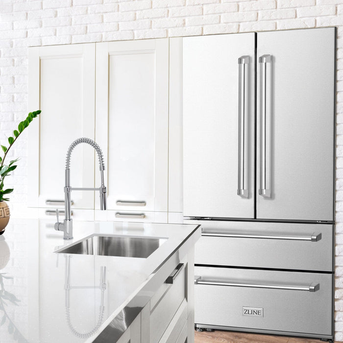 ZLINE 36" French Door Refrigerator with Ice Maker, Stainless Steel, RFM - 36 - Farmhouse Kitchen and Bath
