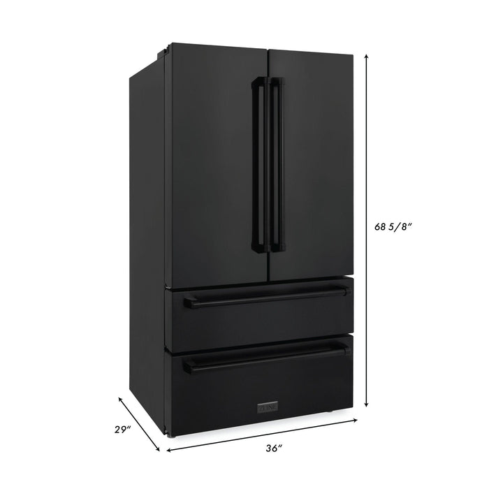 ZLINE 36" French Door Refrigerator,Ice Maker,Black Stainless,RFM - 36 - BS - Farmhouse Kitchen and Bath