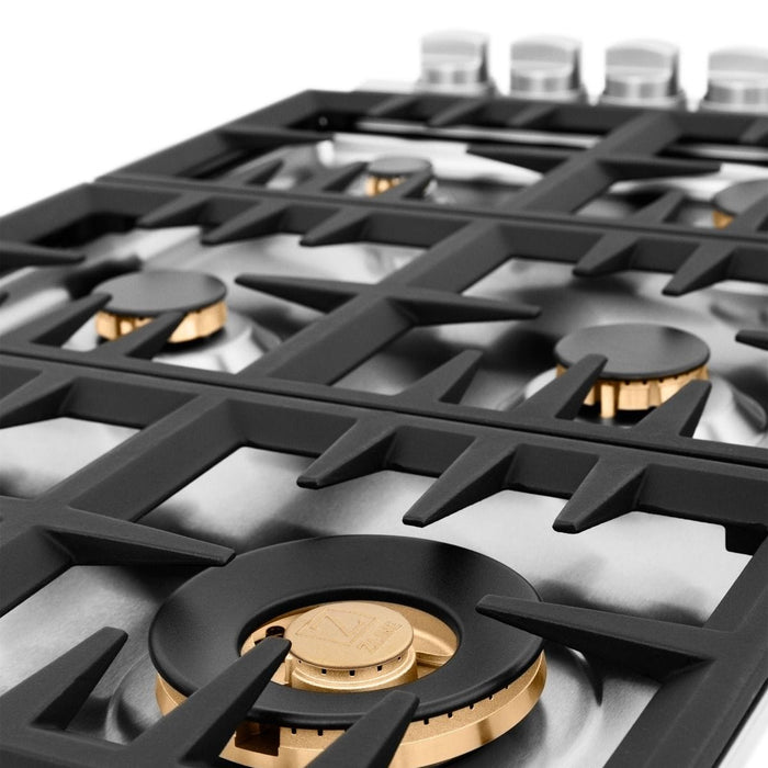 ZLINE 36" Gas Cooktop with 6 Gas Brass Burners RC - BR - 36 - Farmhouse Kitchen and Bath