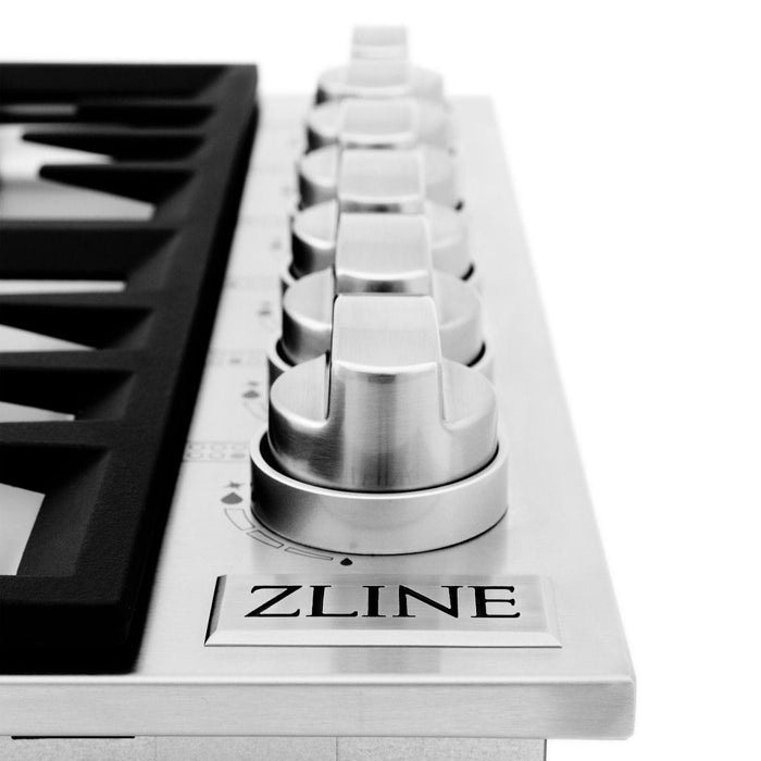 ZLINE 36" Gas Cooktop with 6 Gas Brass Burners RC - BR - 36 - Farmhouse Kitchen and Bath