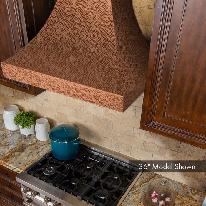 ZLINE 36" Hand - Hammered Copper Finish Wall Range Hood, 8632H - 36 - Farmhouse Kitchen and Bath