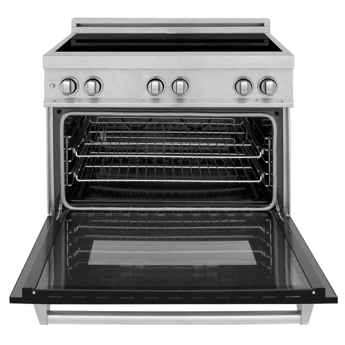 ZLINE 36" Induction Range in DuraSnow with a 4 Element Stove and Electric Oven RAINDS - BLM - 36 - Farmhouse Kitchen and Bath