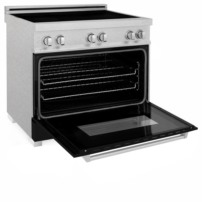 ZLINE 36" Induction Range in DuraSnow with a 4 Element Stove and Electric Oven RAINDS - BLM - 36 - Farmhouse Kitchen and Bath