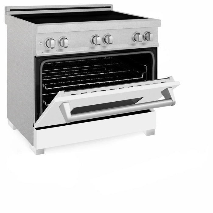 ZLINE 36" Induction Range in DuraSnow with a 4 Element Stove and Electric Oven RAINDS - WM - 36 - Farmhouse Kitchen and Bath