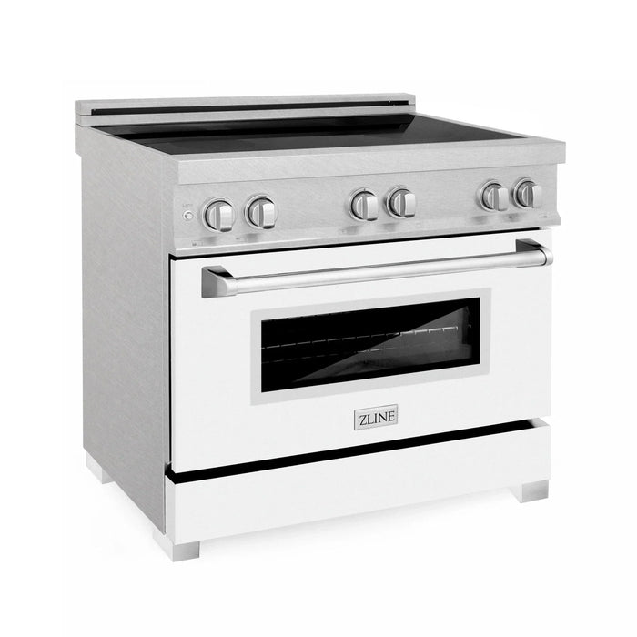 ZLINE 36" Induction Range in DuraSnow with a 4 Element Stove and Electric Oven RAINDS - WM - 36 - Farmhouse Kitchen and Bath