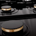 ZLINE 36" Porcelain Rangetop, Black Stainless, Brass Burners,RTB - BR - 36 - Farmhouse Kitchen and Bath