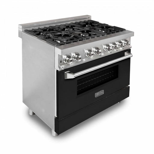 ZLINE 36" Professional Dual Fuel Range, Black Matte Door, RA - BLM - 36 - Farmhouse Kitchen and Bath