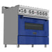 ZLINE 36" Professional Dual Fuel Range in Snow Stainless, Blue Gloss Door, RAS - BG - 36 - Farmhouse Kitchen and Bath