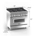 ZLINE 36" Professional Dual Fuel Range in Snow Stainless with Red Gloss Door, RAS - RG - 36 - Farmhouse Kitchen and Bath