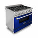 ZLINE 36" Professional Dual Fuel Range with Blue Gloss Door, RA - BG - 36 - Farmhouse Kitchen and Bath