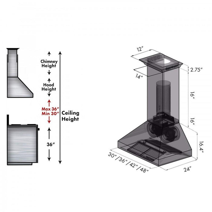 ZLINE 36" Professional Wall Range Hood, Built - in CrownSound® Bluetooth Speakers, 667CRN - BT - 36 - Farmhouse Kitchen and Bath