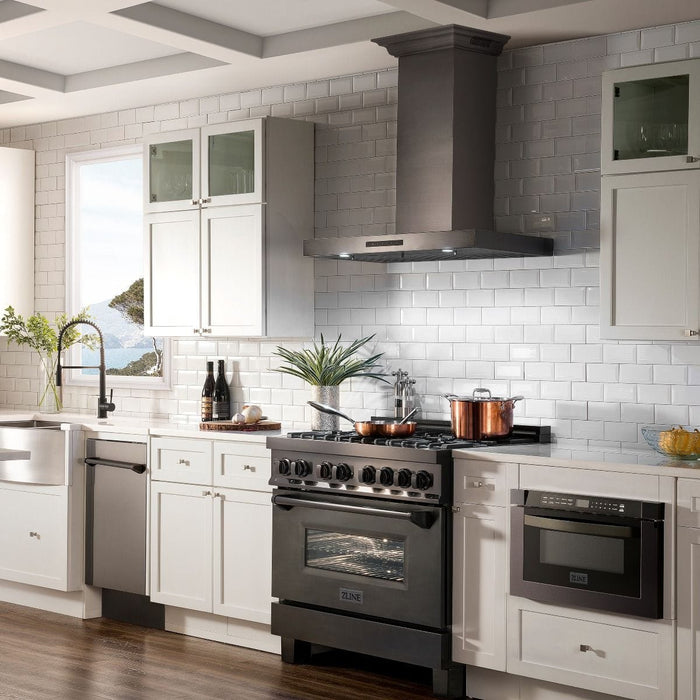 ZLINE 36" Range Hood, Black Stainless Steel, Speakers, BSKENCRN - BT - 36 - Farmhouse Kitchen and Bath