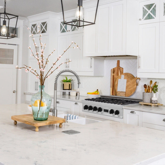 ZLINE 36" Rangetop, DuraSnow Stainless, MatteBlack Accents, RTSZ - 36 - MB - Farmhouse Kitchen and Bath
