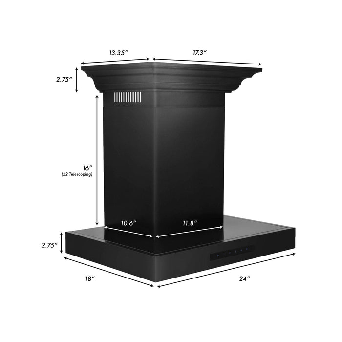 ZLINE 36" Wall Mount Range Hood, Black Stainless Steel, BSKENCRN - 36 - Farmhouse Kitchen and Bath