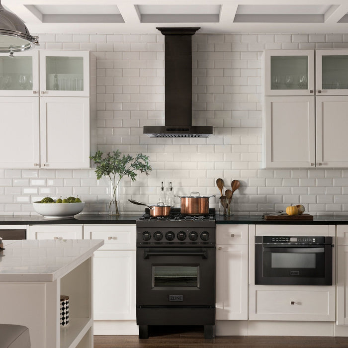 ZLINE 36" Wall Mount Range Hood, Black Stainless Steel, BSKENCRN - 36 - Farmhouse Kitchen and Bath