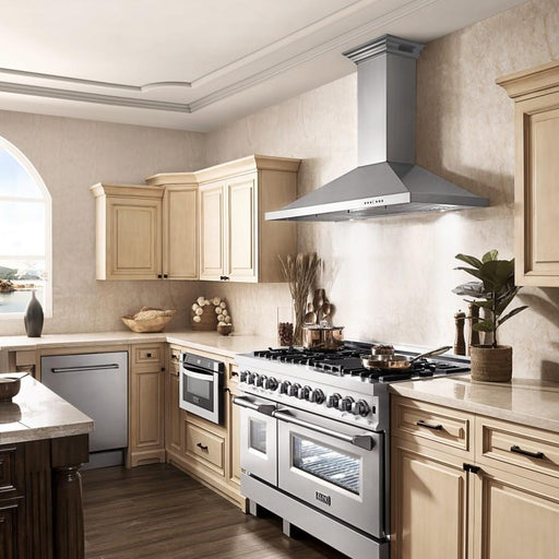 ZLINE 36" Wall Range Hood, Built - in CrownSound® Bluetooth Speakers, KBCRN - BT - 36 - Farmhouse Kitchen and Bath