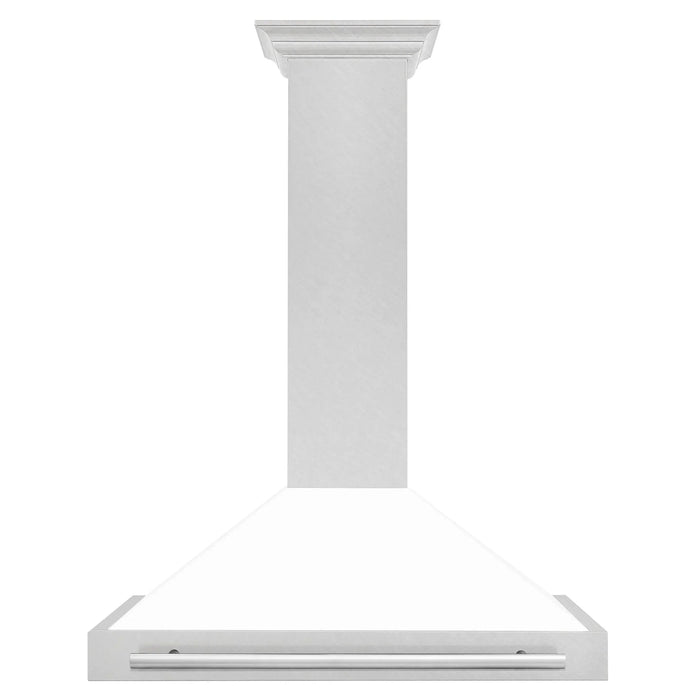ZLINE 36" White Matte Range Hood, Stainless Steel Handle KB4SNX - WM - 36 - Farmhouse Kitchen and Bath