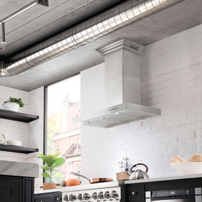 ZLINE 42" Wall Range Hood, Built - in CrownSound® Bluetooth Speakers, KECRN - BT - 42 - Farmhouse Kitchen and Bath
