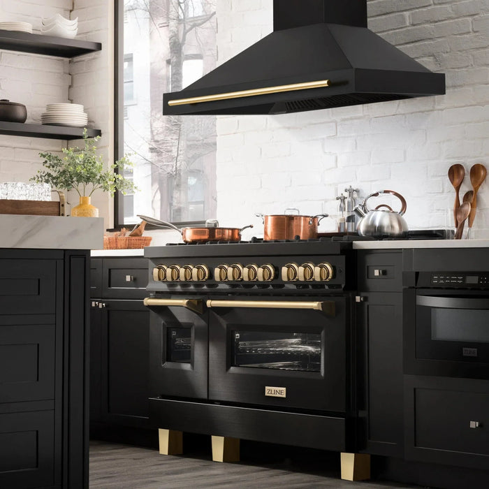 ZLINE 48" Autograph Black Stainless Wall Range Hood, BS655Z - 48 - G - Farmhouse Kitchen and Bath