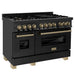 ZLINE 48" Autograph Dual Fuel Range, Black Stainless, Bronze RABZ - 48 - CB - Farmhouse Kitchen and Bath