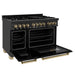 ZLINE 48" Autograph Dual Fuel Range, Black Stainless, Gold, RABZ - 48 - G - Farmhouse Kitchen and Bath