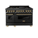 ZLINE 48" Autograph Dual Fuel Range, Black Stainless, Gold, RABZ - 48 - G - Farmhouse Kitchen and Bath