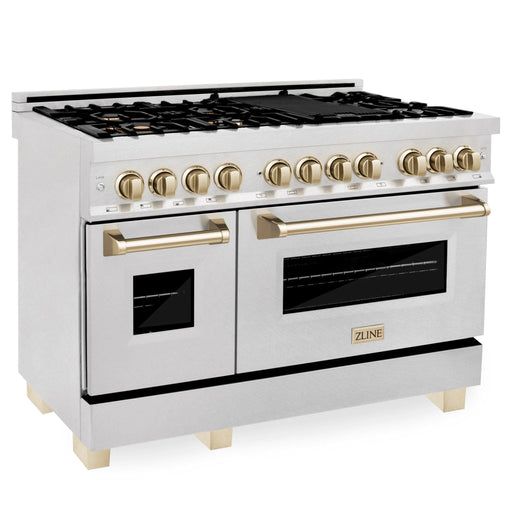 ZLINE 48" Autograph Dual Fuel Range, DuraSnow, Bronze, RASZ - SN - 48 - CB - Farmhouse Kitchen and Bath